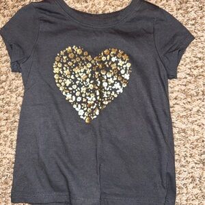 Cat & Jack Black Tee with Gold Heart Design